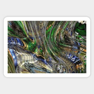 Flowing Rhapsody in Green and Blue Sticker